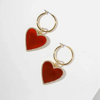 Red Heart Drop Earrings WEM Support (www.WEM.support)