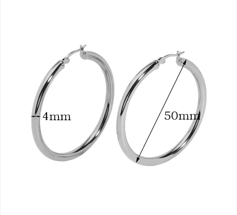 Stainless Steel Large Hollow Circle Earrings WEM Support (www.WEM.support)
