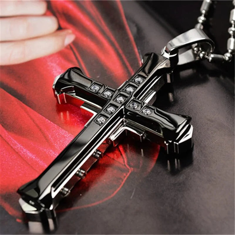 Metal Punk Cross Pendant Necklace WEM Support (www.WEM.support)