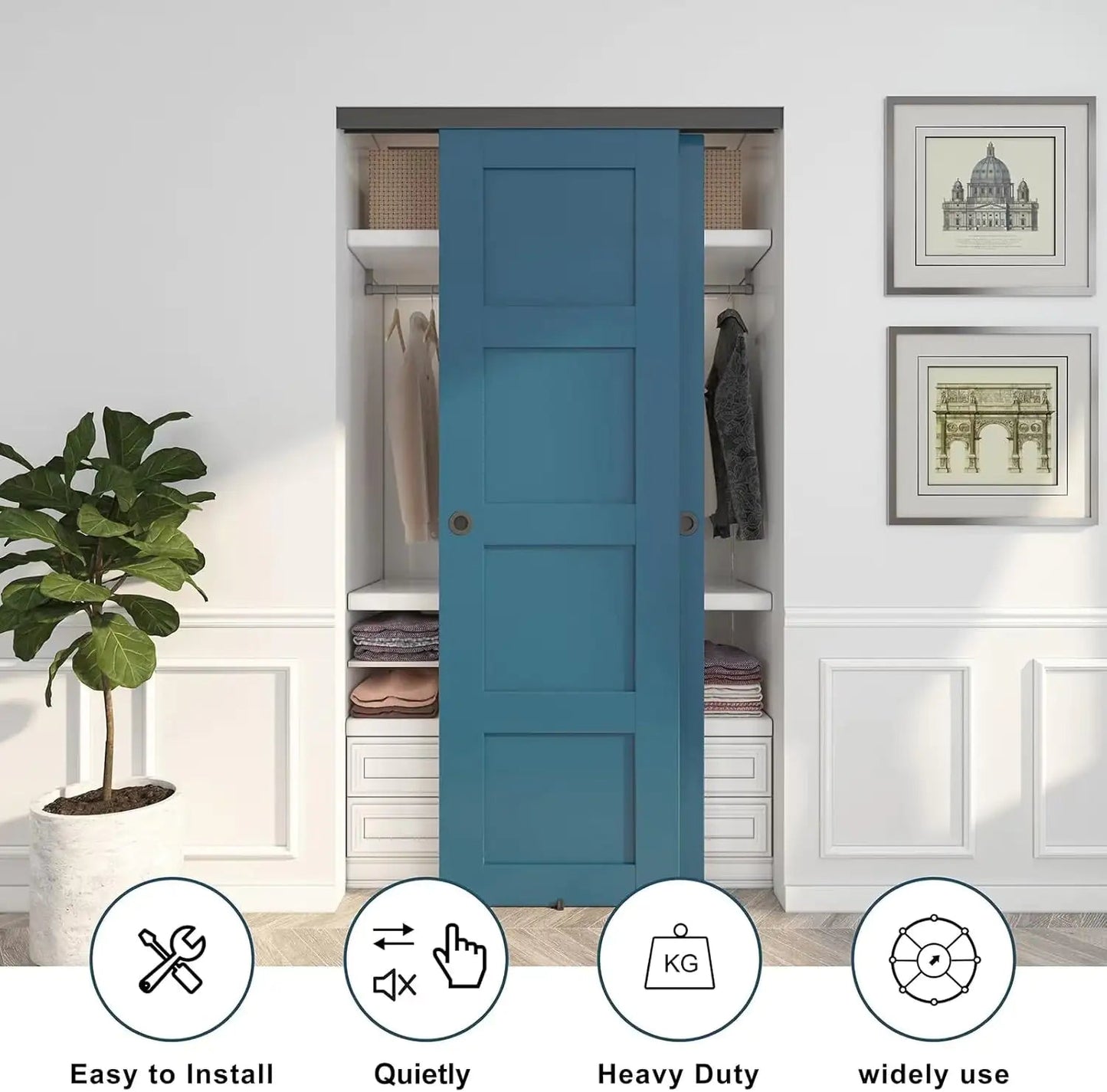 Sturdy Aluminum Bypass Closet Door Tracks WEM Support (www.WEM.support)