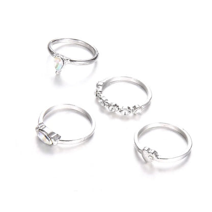 Classic Silver Crystal Heart Ring Set WEM Support (www.WEM.support)