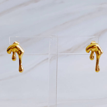 Draping Gold Molten Stud Earrings WEM Support (www.WEM.support)