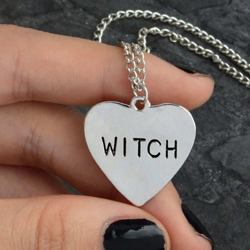 Witch Necklace Heart Engraved WEM Support (www.WEM.support)