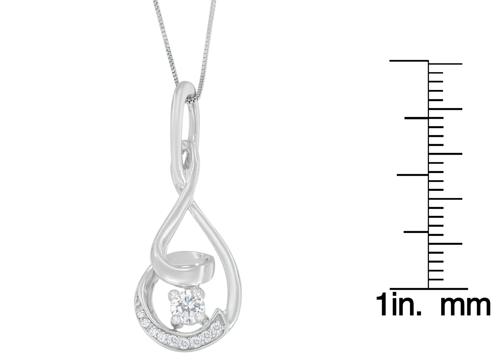 Espira 10K White Gold 1/4 cttw Round Cut Diamond Spiral Link Pendant Necklace (H-I, I1-I2) WEM Support (www.WEM.support)
