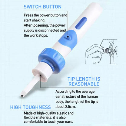 Safety Electric Cordless Vacuum Ear Cleaner Wax Remover Painless Cleaning Tool WEM Support (www.WEM.support)