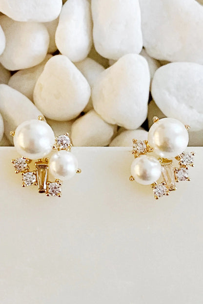 Estate Pearl And Shine Stud Earrings WEM Support (www.WEM.support)