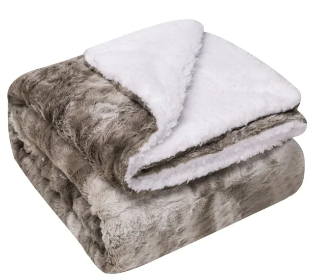 Thickened Flannel & Lamb Wool Double-Sided Blanket WEM Support (www.WEM.support)