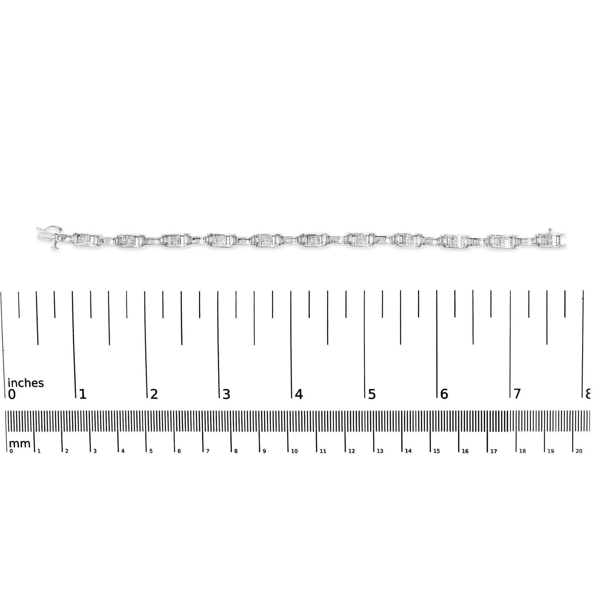 14K White Gold 1.0 Cttw Invisible Set Princess Diamond Alternating Link Tennis Bracelet (I-J Color, I1-I2 Clarity) - 7.25" WEM Support (www.WEM.support)