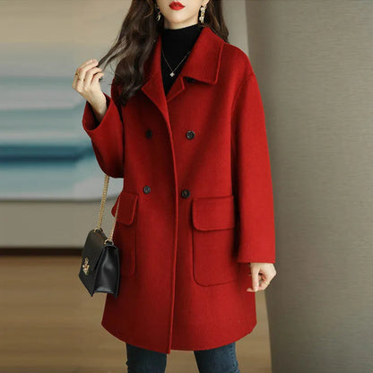 Slim Fit And Mid Length Woolen Coat Fashion WEM Support (www.WEM.support)