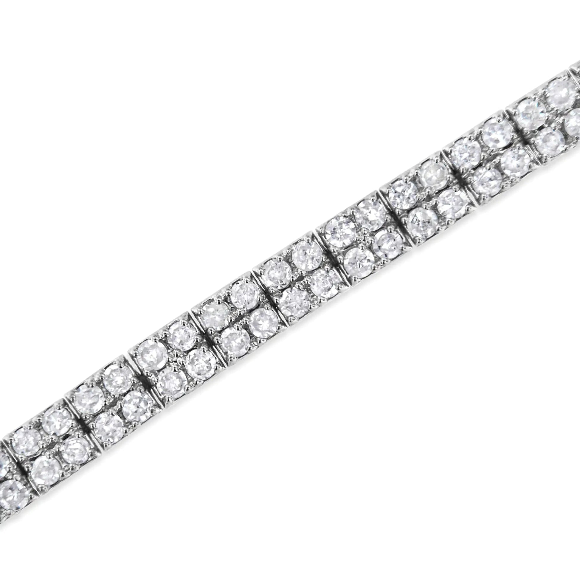 .925 Sterling Silver 3.0 Cttw Prong-Set Round Diamond 2 Row Link Tennis Bracelet (I-J Color, I3 Clarity) - 7.25" WEM Support (www.WEM.support)