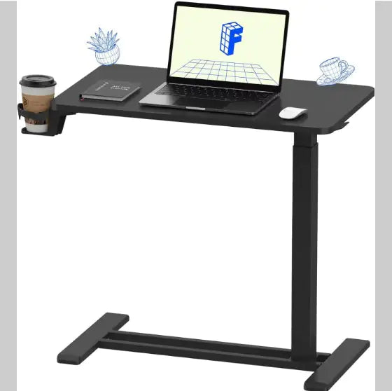 Standing Scroll Table With Hidden Wheels Side Table Height-adjustable Bed Table WEM Support (www.WEM.support)