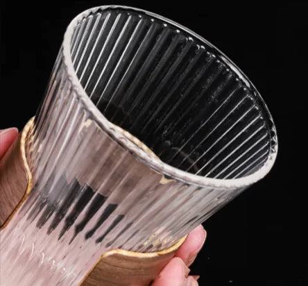 Premium High-Borosilicate Glass Vertical Grain Drinkware WEM Support (www.WEM.support)