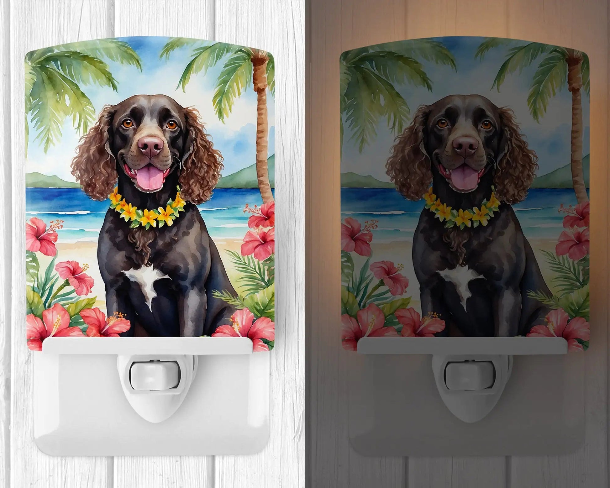 American Water Spaniel Luau Ceramic Night Light WEM Support (www.WEM.support)