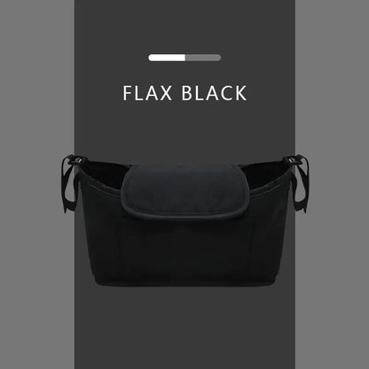 Black bag labeled 'FLAX BLACK' on a gray background