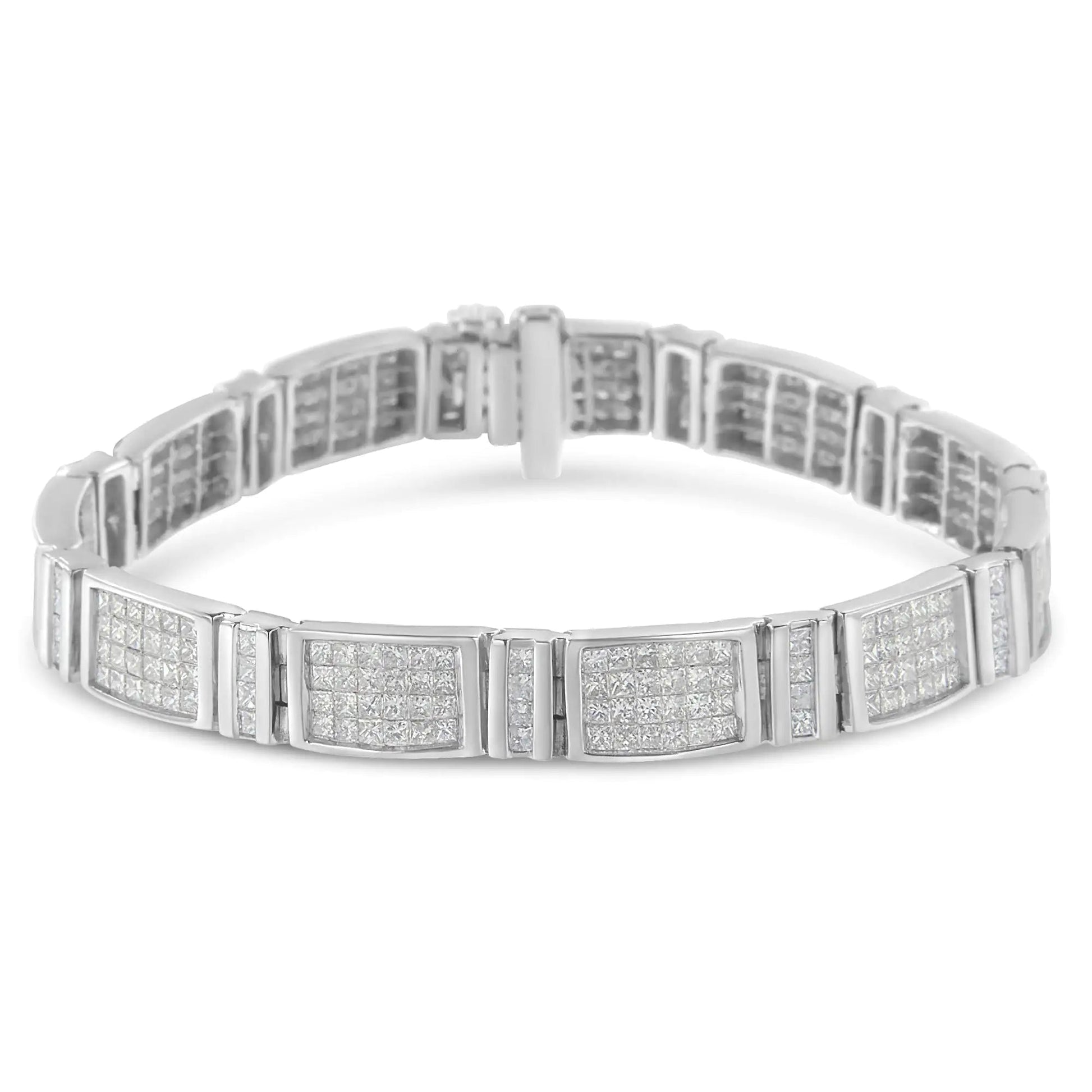 14K White Gold 7.0 Cttw Princess Cut Diamond 7" Alternating Vertical and Horizontal Rectangular Link Tennis Bracelet (H-I Color, SI2-I1 Clarity) WEM Support (www.WEM.support)