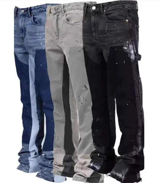 Elastic Patchwork Flared Pants WEM Support (www.WEM.support)