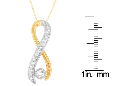 Colar com Pingente Radiant Ribbon em Ouro 10K Bicolor com 1/5 cttw de Diamantes (H-I, I1-I2) WEM Support (www.WEM.support)