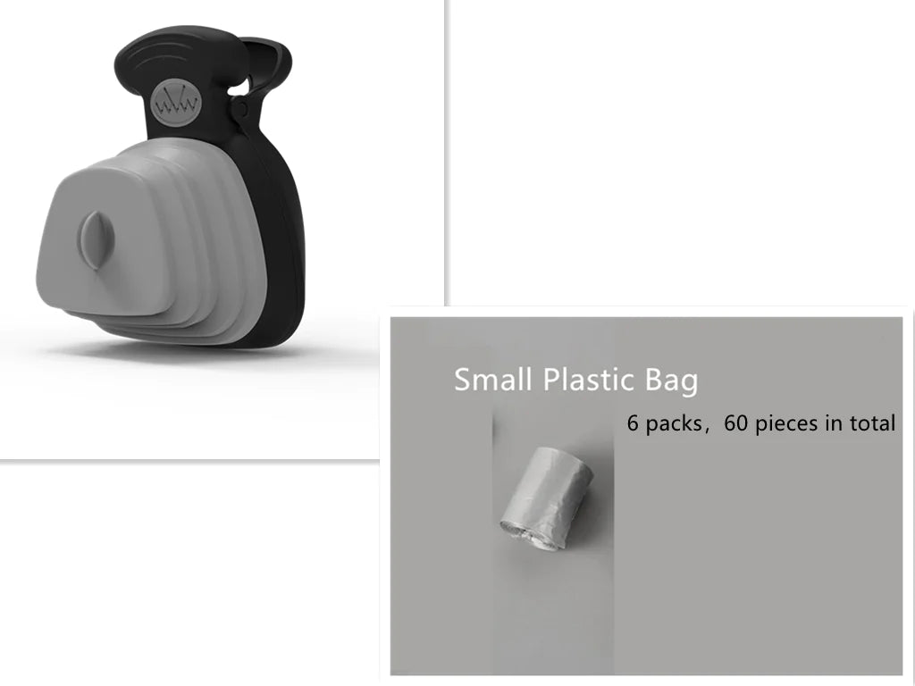 Pet Dog Poop Bag Dispenser with Foldable Poop Scoop WEM Support (www.WEM.support)