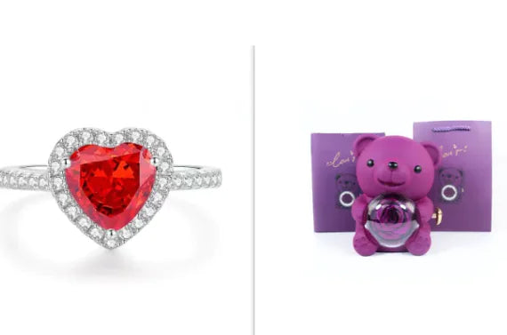 Eternal Rose Teddy Bear Jewelry Box & Necklace WEM Support (www.WEM.support)