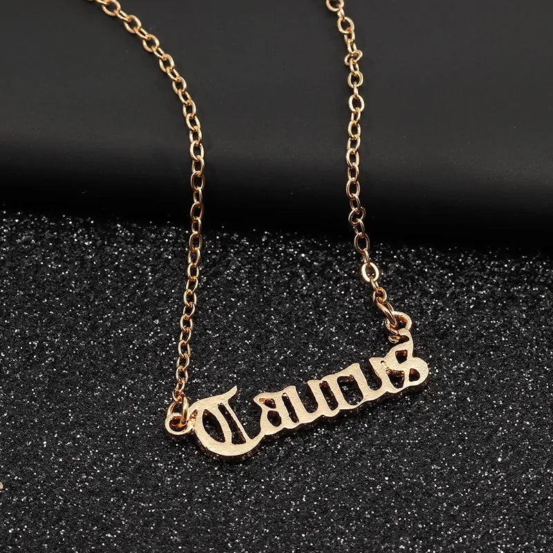 Retro Zodiac English Letter Alphabet Necklaces WEM Support (www.WEM.support)