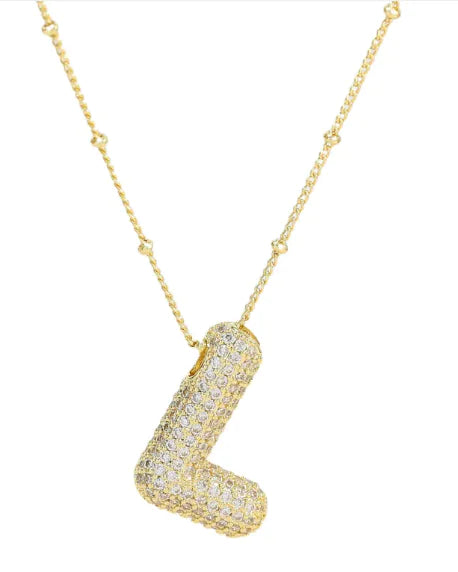 Brass Zircon Letter Necklace WEM Support (www.WEM.support)