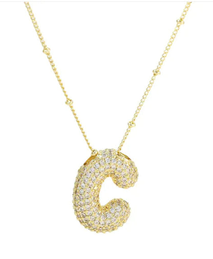 Brass Zircon Letter Necklace WEM Support (www.WEM.support)