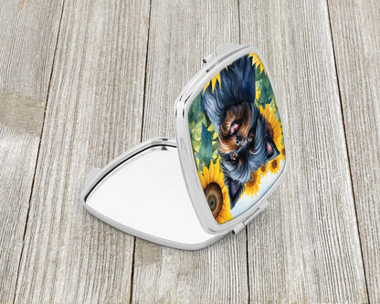 Affenpinscher in Sunflowers Compact Mirror WEM Support (www.WEM.support)