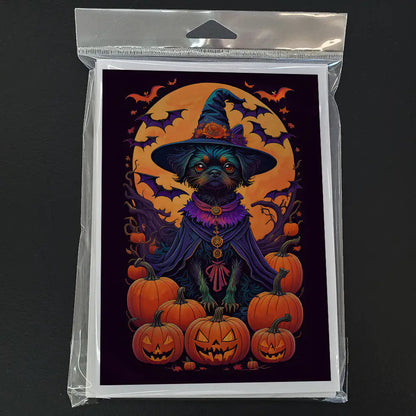 Affenpinscher Witchy Halloween Greeting Cards Pack of 8 WEM Support (www.WEM.support)
