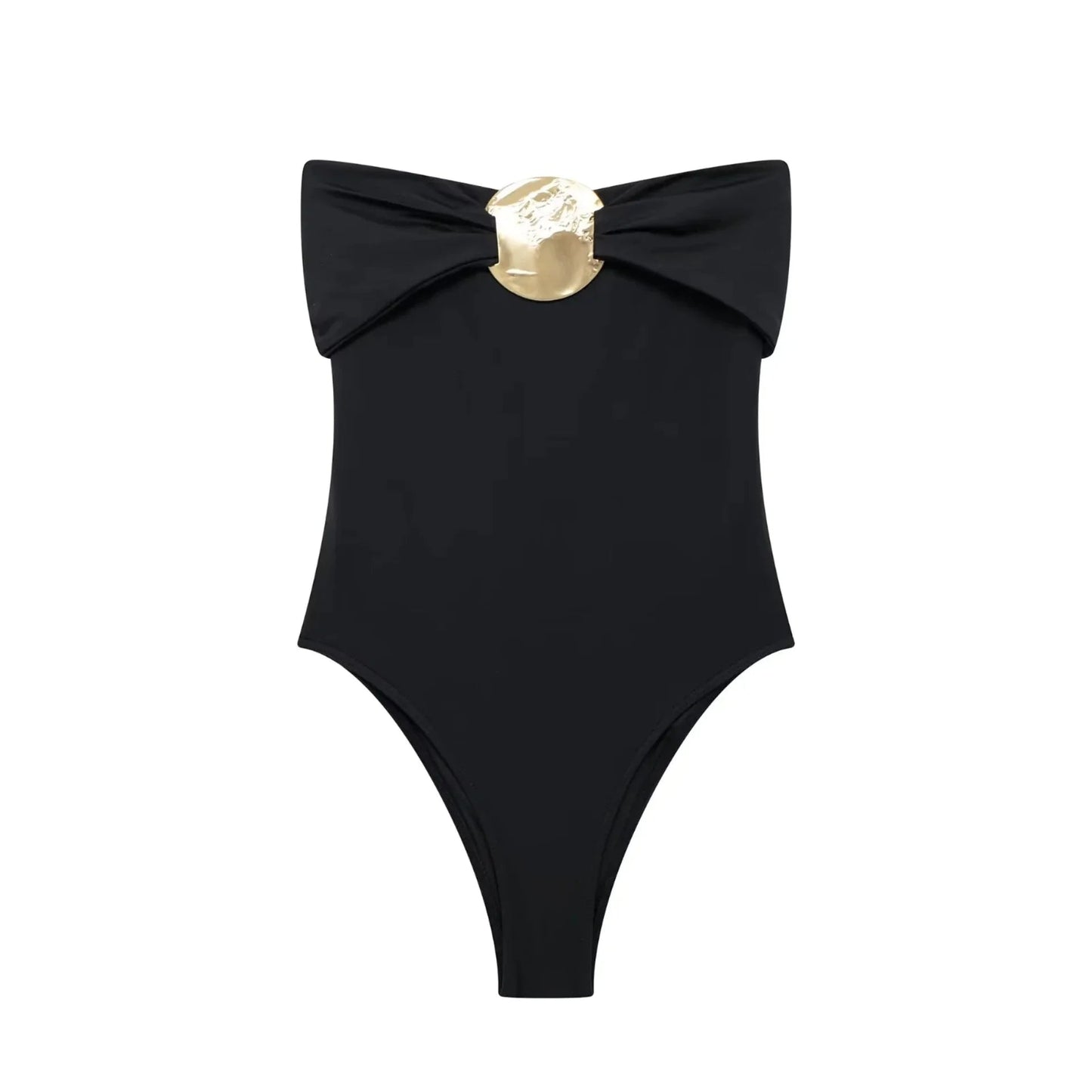 Swimsuit with Gold Metal Accent WEM Support (www.WEM.support)