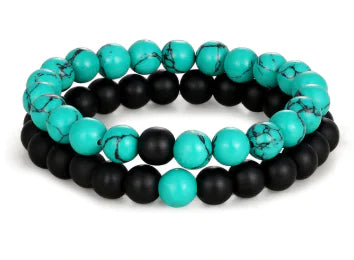 2 Pieces Distance Bracelet Pierre Naturelle Yin Yang Beads Bracelets WEM Support (www.WEM.support)