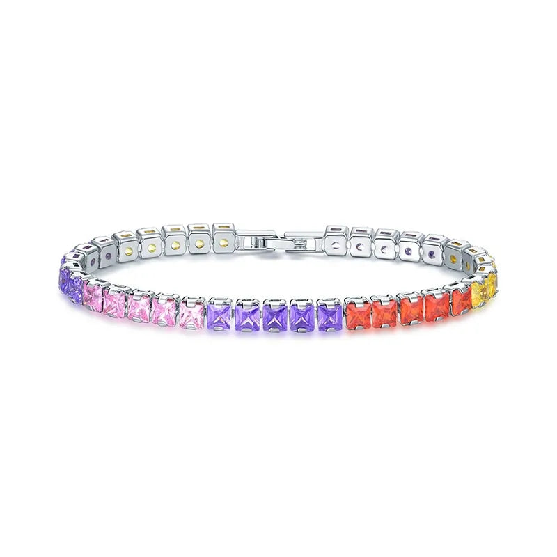 Clear Square Cubic Zirconia Tennis Bracelet WEM Support (www.WEM.support)