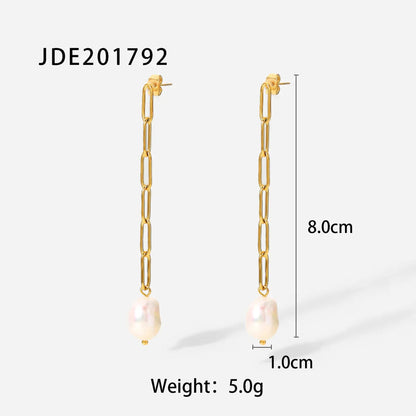 Fashionable Stainless Steel Pearl Earrings HejK.com