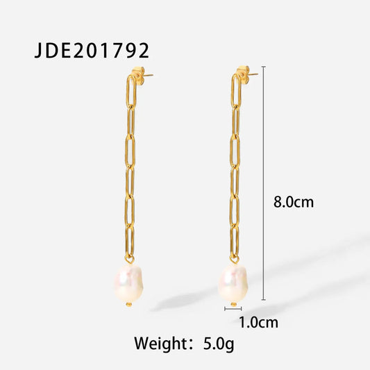 Fashionable Stainless Steel Pearl Earrings HejK.com