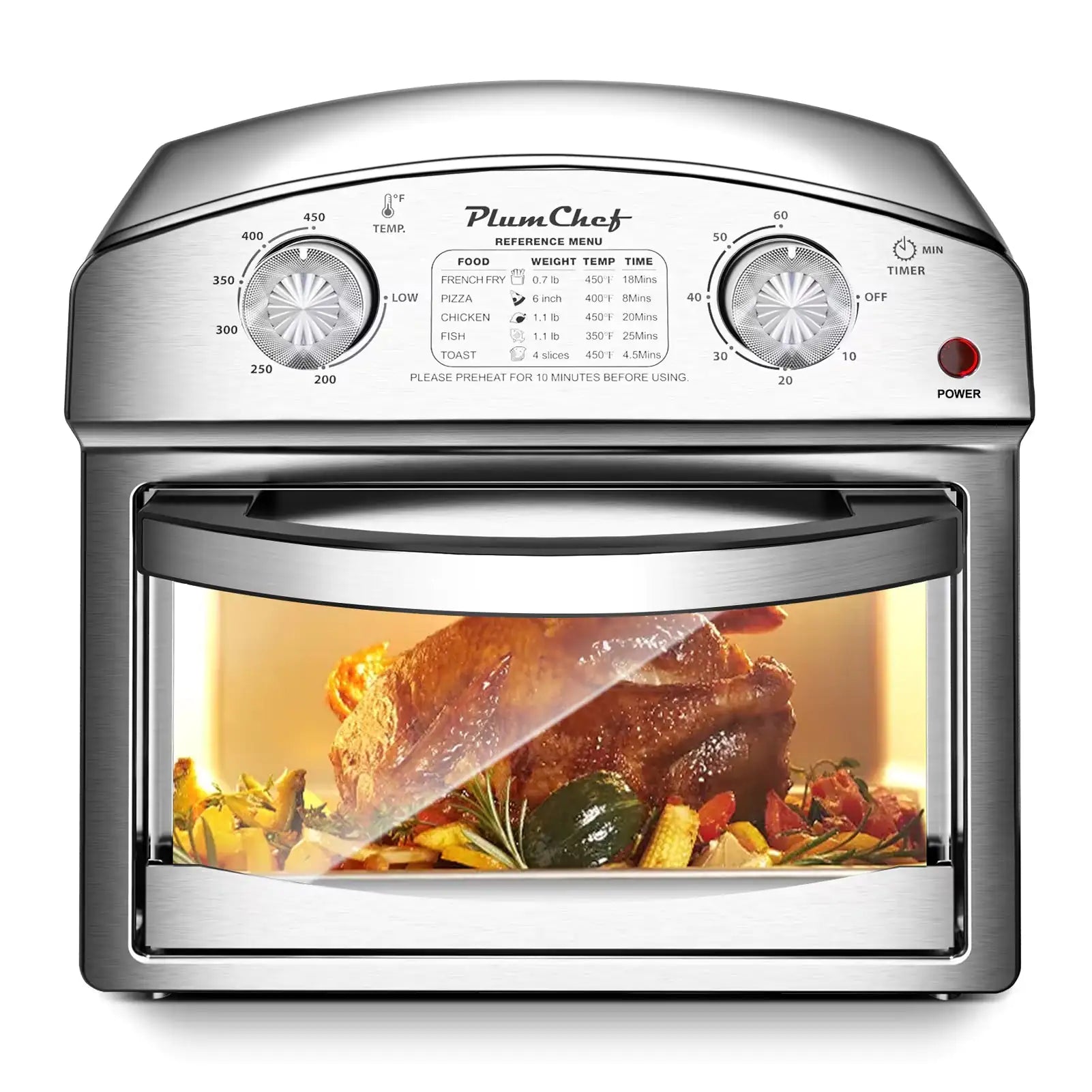 Stainless Steel 12 Liter Air Fryer With Dual Knob Control WEM Support (www.WEM.support)