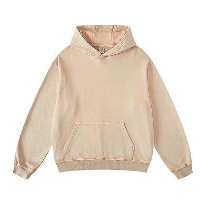 Thickened Washed Old Gradient Solid Color Batik Hooded Sweater For Men WEM Support (www.WEM.support)