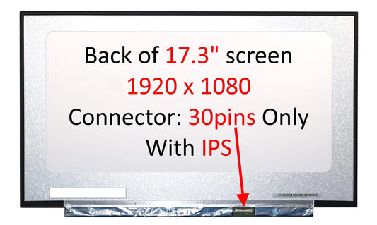 The image shows the back of a 17.3-inch laptop screen with a 1920 x 1080 resolution.