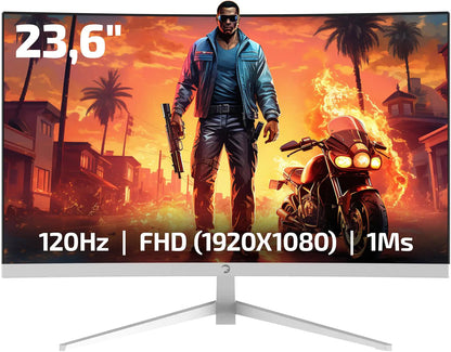 GAMEBLAZE F10 23.6" Curved White Display 120Hz 1080p 1ms FreeSync HDR 125% sRGB Dual Speakers HejK.com Marketplace LLC