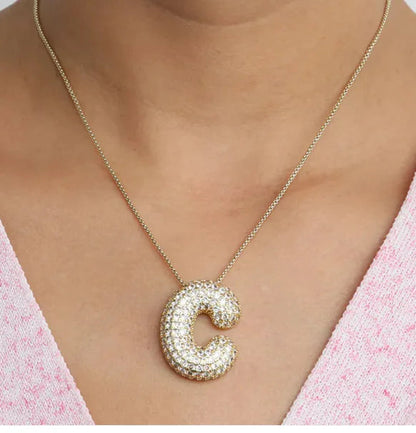 Star Brass Zircon Letter Necklace WEM Support (www.WEM.support)