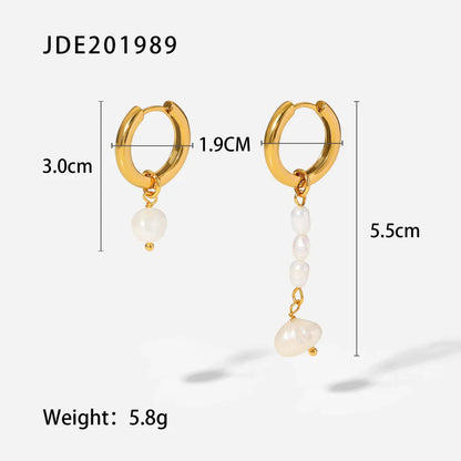 Fashionable Stainless Steel Pearl Earrings HejK.com