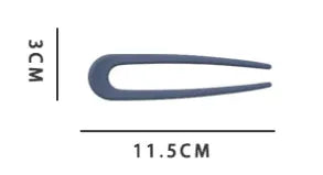 A pair of U-shaped hairpins in blue color, with dimensions 3 cm by 11.5 cm.