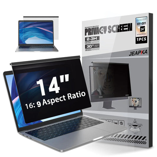 Laptop Privacy Screen 14 Inch Hanging Removable Laptop Screen Privacy Shield Panel for 16:9 Widescreen Monitor Anti Blue Light Privacy Filter Anti-Glare Protector