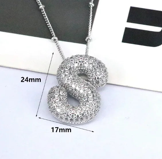 Brass Zircon Letter Necklace WEM Support (www.WEM.support)