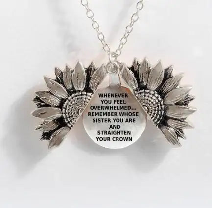 Sunflower Double-layer Lettering Necklace WEM Support (www.WEM.support)