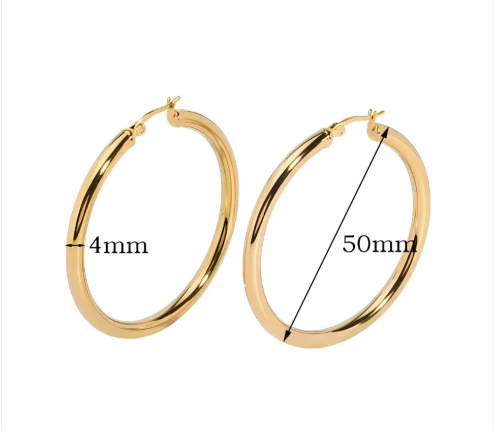 Stainless Steel Large Hollow Circle Earrings WEM Support (www.WEM.support)