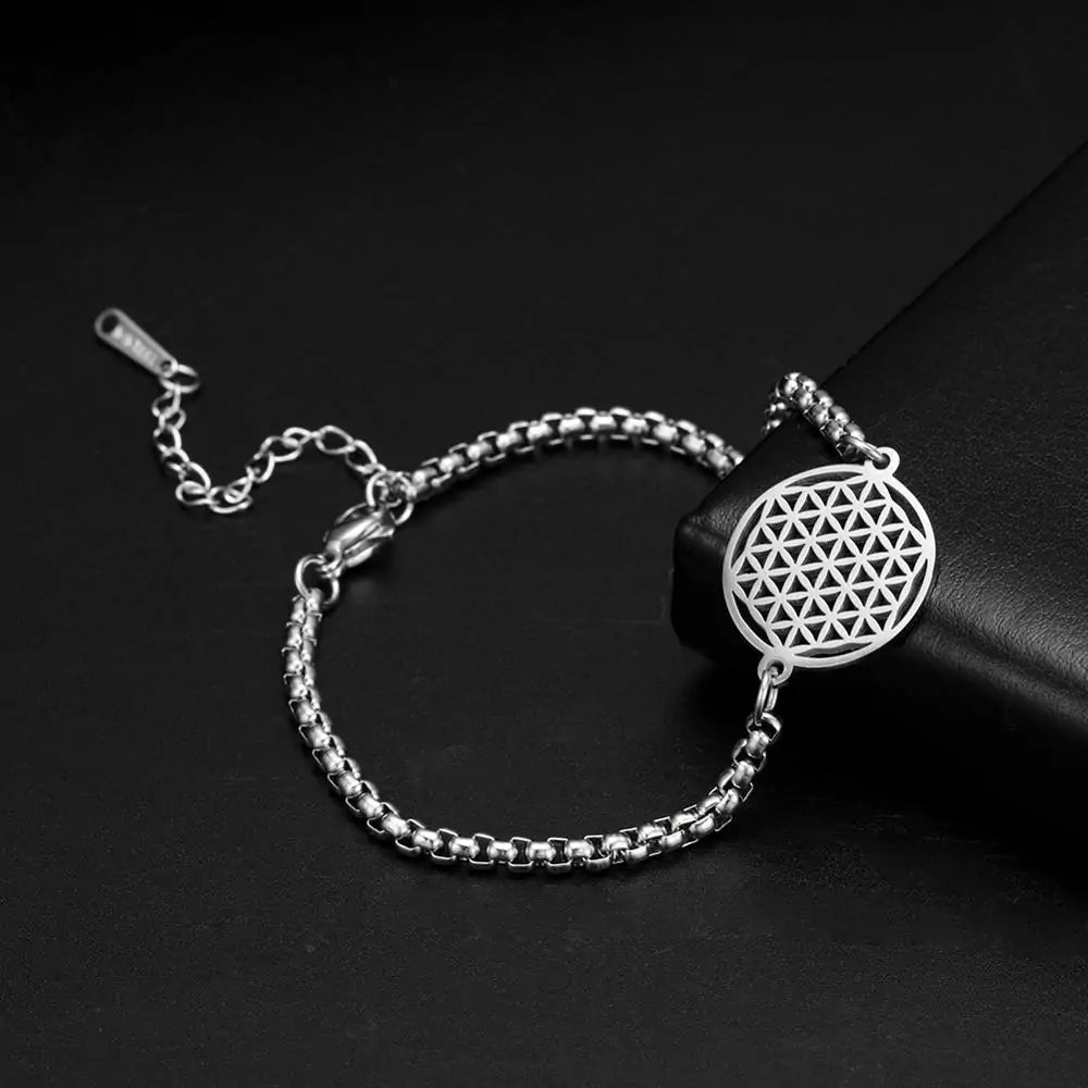 Flower of Life Stainless Steel Bracelet WEM Support (www.WEM.support)