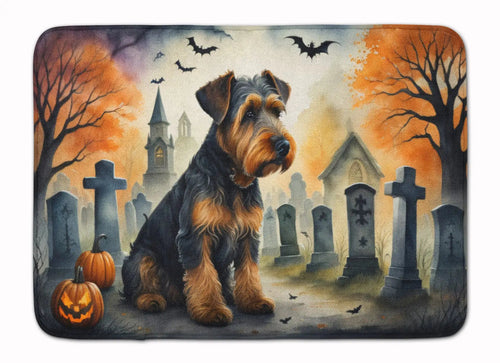 Airedale Terrier Spooky Halloween Memory Foam Kitchen Mat WEM Support (www.WEM.support)
