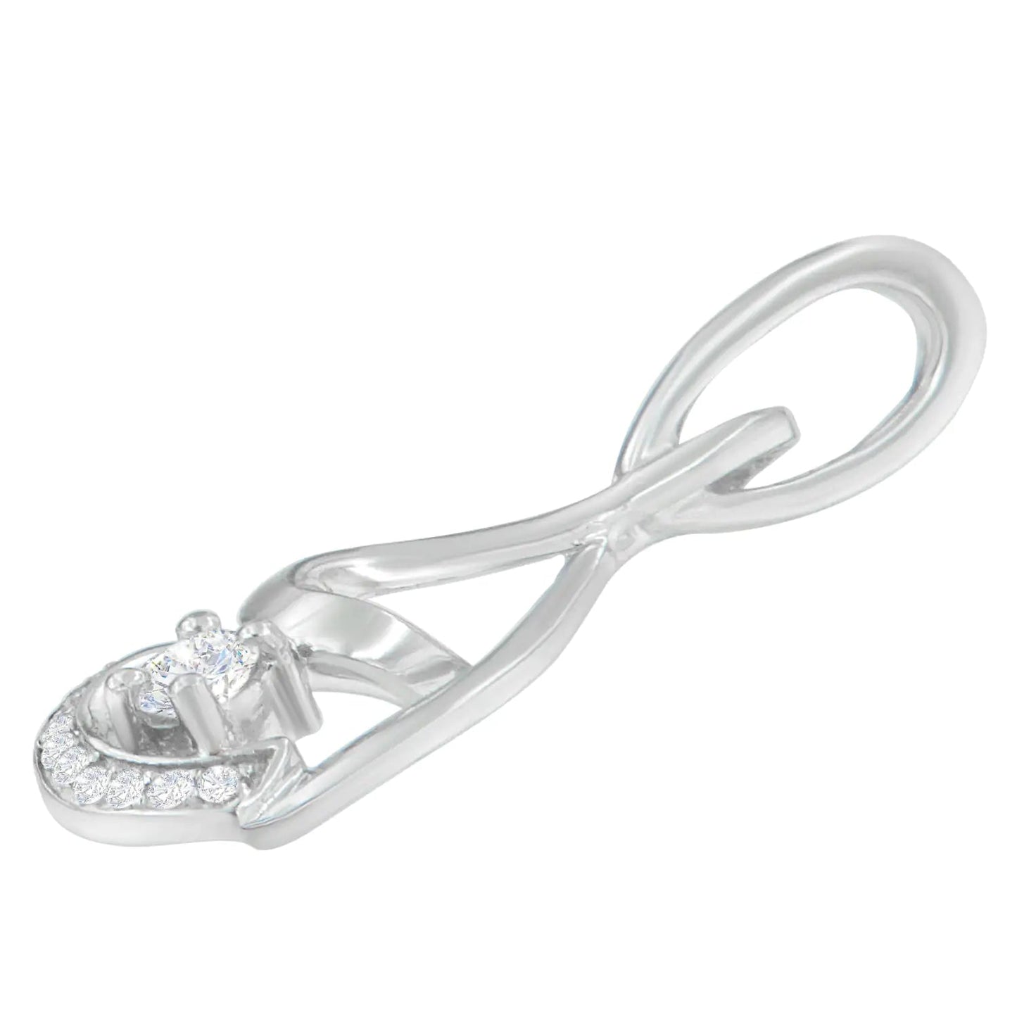 Espira 10K White Gold 1/4 cttw Round Cut Diamond Spiral Link Pendant Necklace (H-I, I1-I2) WEM Support (www.WEM.support)