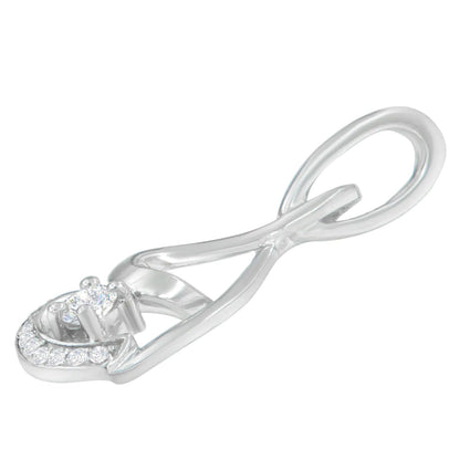 Espira 10K White Gold 1/4 cttw Round Cut Diamond Spiral Link Pendant Necklace (H-I, I1-I2) WEM Support (www.WEM.support)