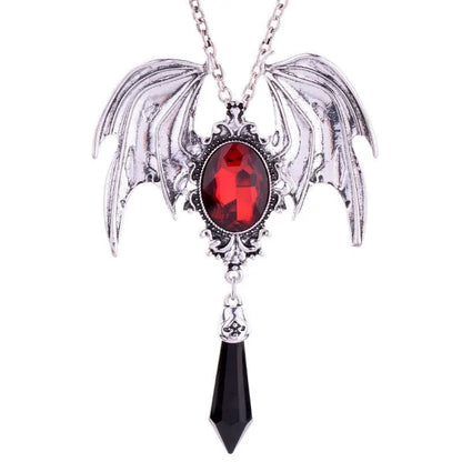 Red Crystal Vampire Bat Pendant WEM Support (www.WEM.support)