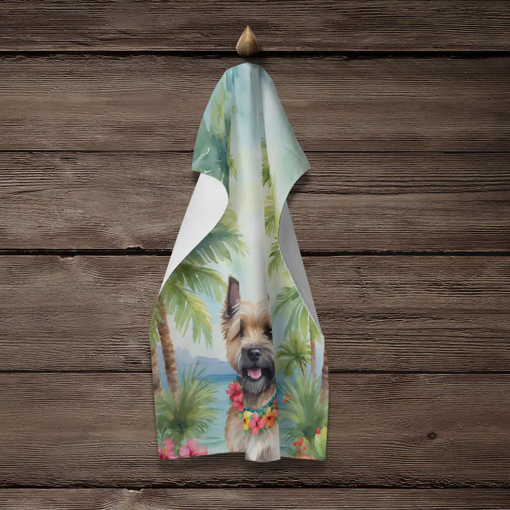Cairn Terrier Luau Kitchen Towel WEM Support (www.WEM.support)
